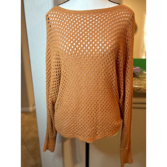 Express Open Stitch Dolman Sweater ORANGE Size M 4-10 - Picture 2 of 5